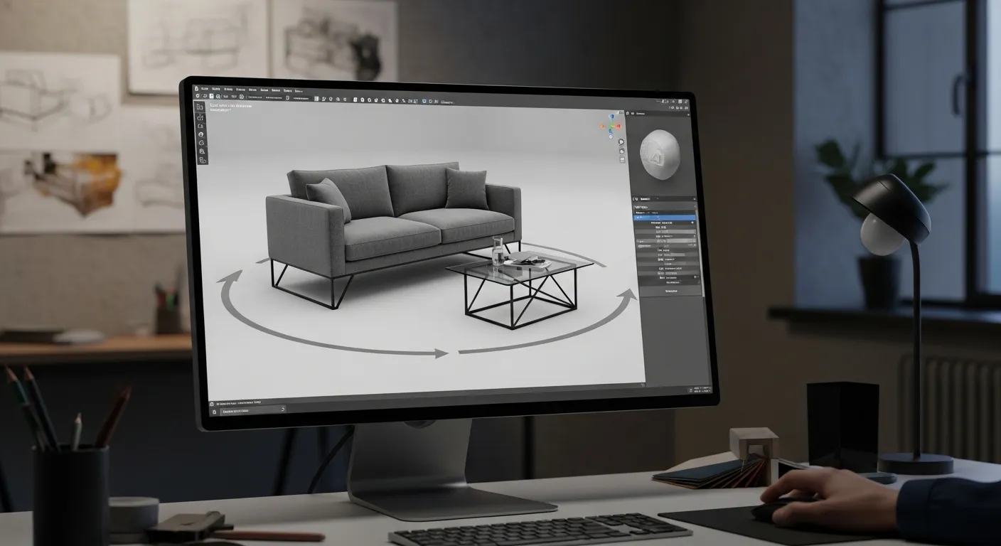 Diseñador de Muebles Classic mostrando un diseño 3D en una laptop